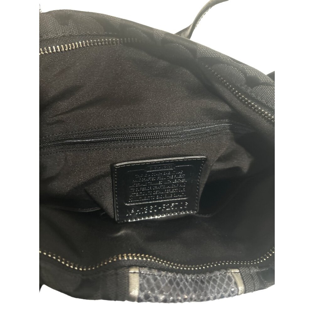 Coach Signature Black Python Stripe Tote Shoulder… - image 3